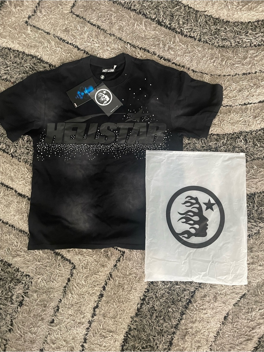 HELLSTAR Men's Black Short-Sleeve Logo Tee with Stud Accents